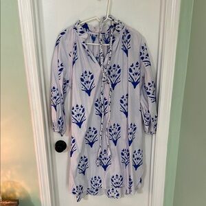 Caryn Lawn white and blue floral print dress